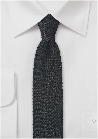 Knit Skinny Tie in Black