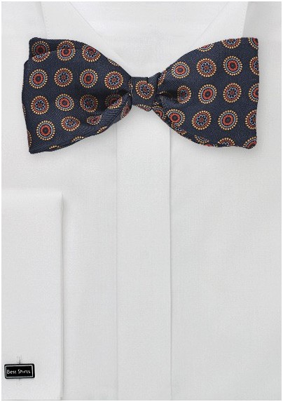 Navy Bowtie with Circle Accents