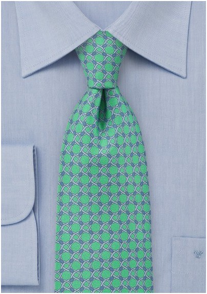 Graphic Light Green and Lilac Necktie