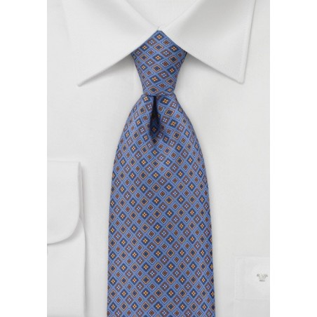 Blue Tie with Decorative Diamonds