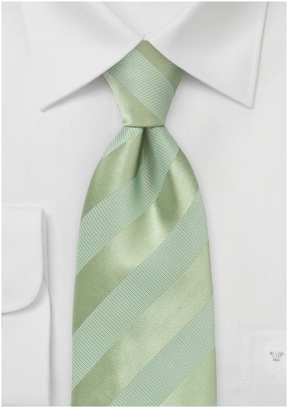 Striped XL Length Tie in Moss Green