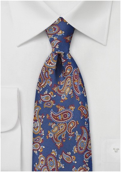 Scattered Paisley Necktie  in Blueberry