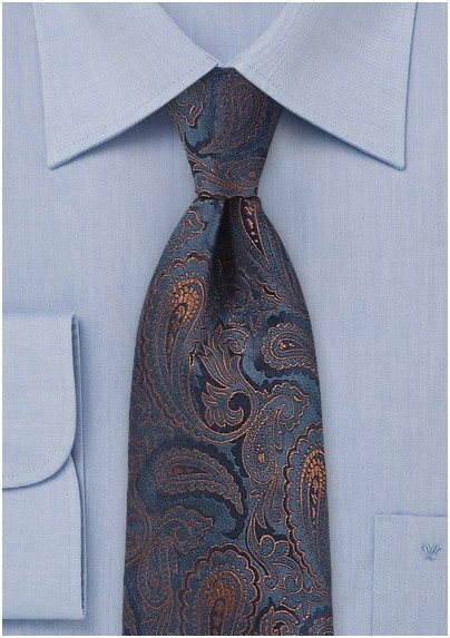 Paisley Patterned Tie in Navy Blue