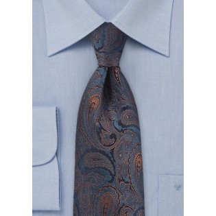 Paisley Patterned Tie in Navy Blue