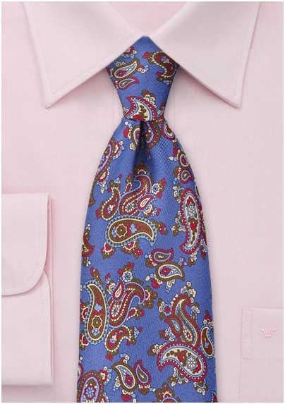 Punchy Paisley Tie in Sapphire Blue
