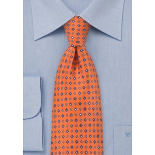 Geometric Tie in Tangerines and Blues