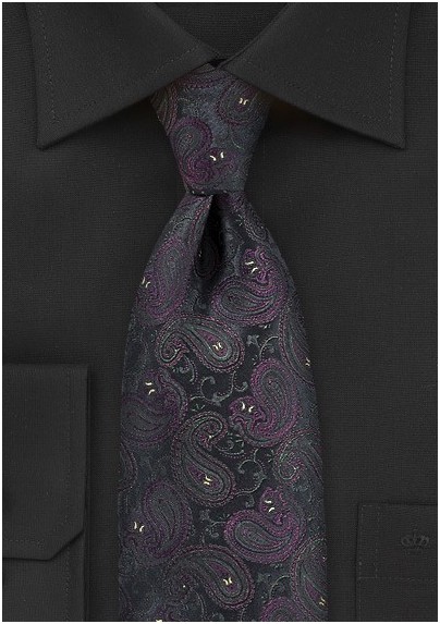 Ornate Paisley in Navy, Olive and Purple
