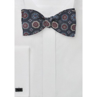 Traditional Motif Bow Tie in Blues and Merlots
