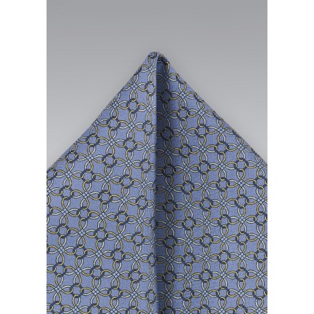 Periwinkle Pocket Square with Yellow Accents