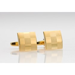 Square Shape Check Pattern Cufflinks in Gold