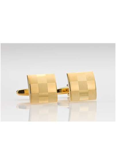 Square Shape Check Pattern Cufflinks in Gold