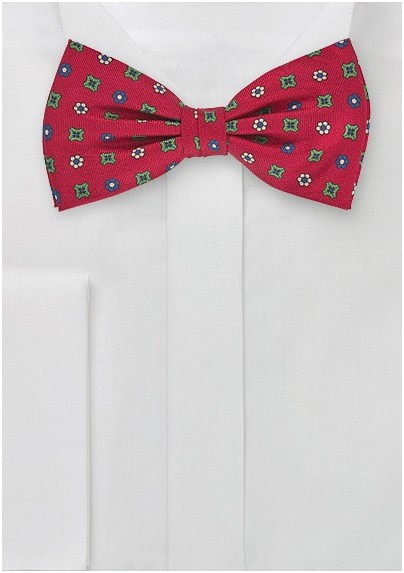 Retro Patterned Bow Tie in Autumn Red