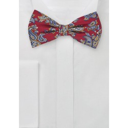 Paisley Patterned Bow Tie in Crimson Red