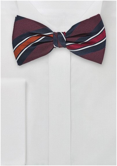 Striped Bow Tie in Merlots and Navys