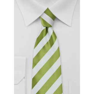 XL  Bright Green and White Striped Tie