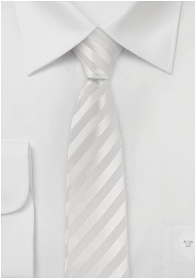 White Skinny Tie with Stripes - Mens-Ties.com