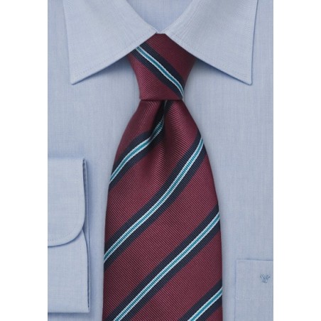 Burgundy Striped XL Length Regimental Tie