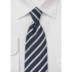 Very Deep Navy Silk Striped Tie