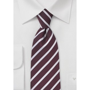 Crimson Red Tie with Light Silver Stripes
