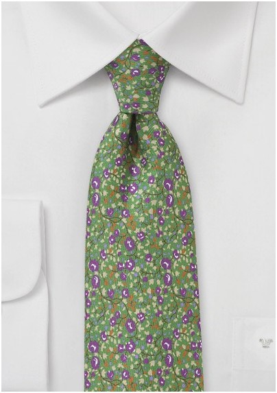 Clover Green Floral Tie