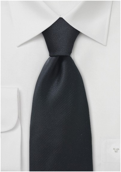 Solid Ribbed Textured XL Tie in Black
