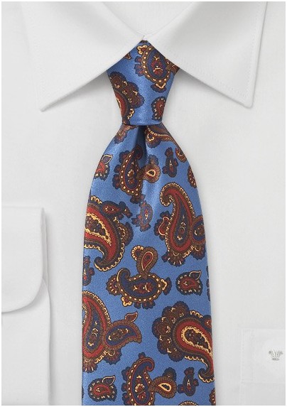 Luxury Paisley Tie in Venetian Blue