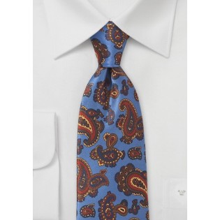 Luxury Paisley Tie in Venetian Blue
