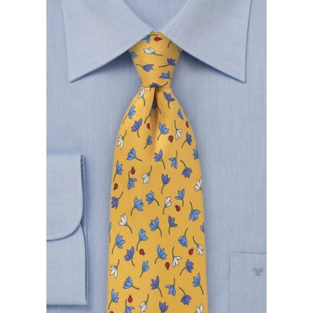 Summer Tie with Flowers and Lady Bugs