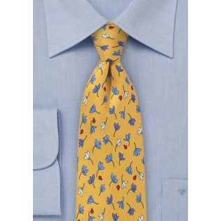 Summer Tie with Flowers and Lady Bugs