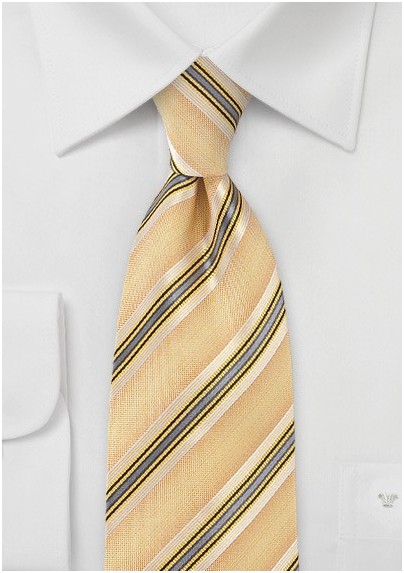 Retro Striped Tie in Yellows and Charcoals