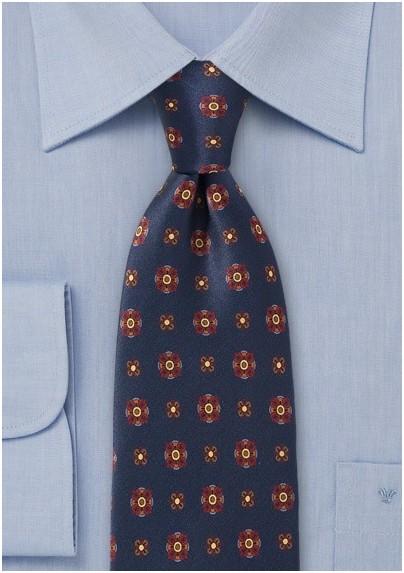 Deep Blue Floral Tie by Cantucci