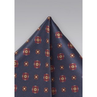 Navy Floral Pocket Square by Cantucci