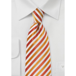 Cherry Red & Pumpkin Orange Striped Necktie