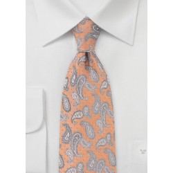 Woven Paisley Dotted Tie in Pure Silk