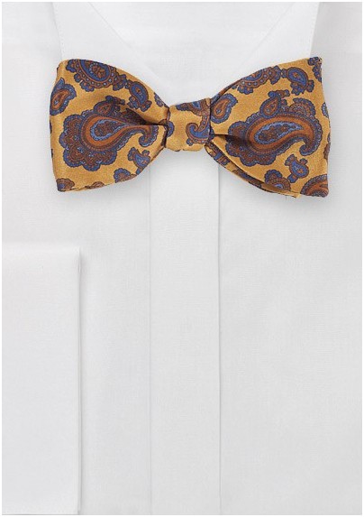 Luxe Paisley Bow Tie in Vintage Gold