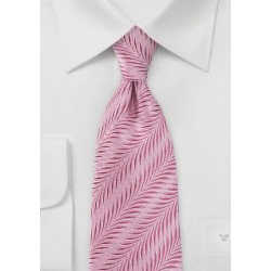 Pure Silk Carnation Pink Tie with Art Deco Design