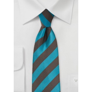 Solid Striped Tie in Teal and Espresso