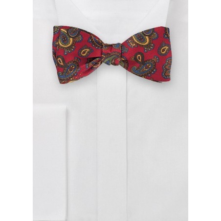 Luxe Paisley Bow Tie in Imperial Red
