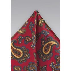Paisley Pocket Square in Imperial Red