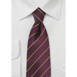 Eggplant Purple Necktie with Subtle Lime Accents