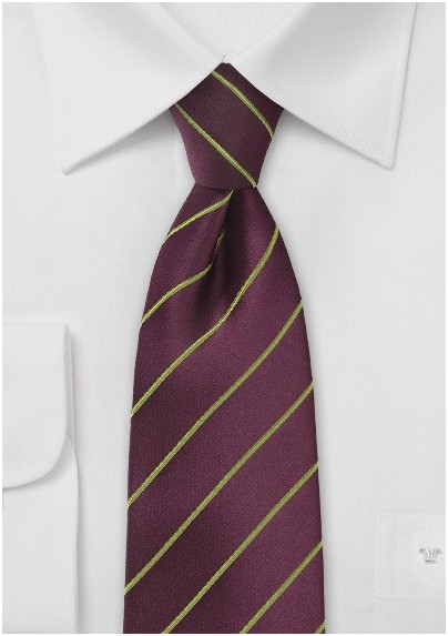 Eggplant Purple Necktie with Subtle Lime Accents