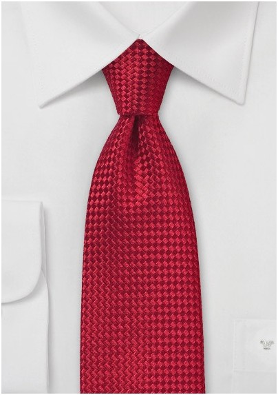 Bold Red Basket Weave Textured Tie