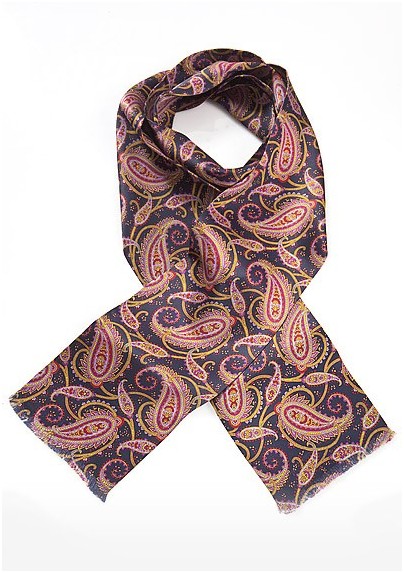Vibrant Paisley Scarf in Midnight Blue