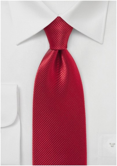 Ribbed Ruby Red Tie in Pure Silk