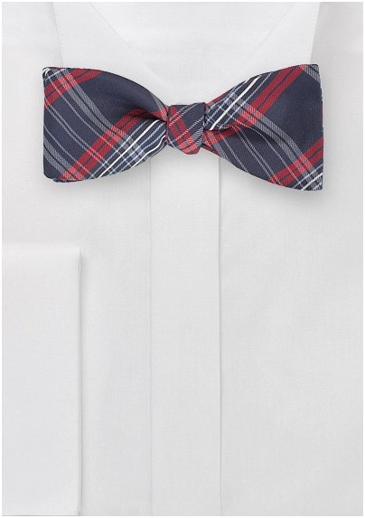Tartan Plaid Bow Tie in Reds and Navys