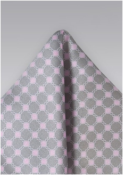 Graphic Pocket Square in Taupes and Pinks