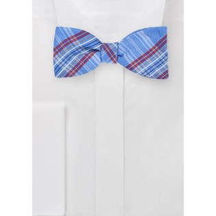 French Blue Plaid Bow Tie