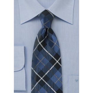 Pure Silk Blue Tartan Necktie