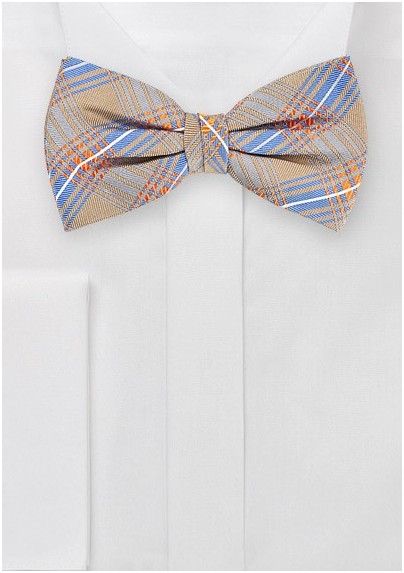 Artisan Bow Tie in Taupes, Oranges and Blues