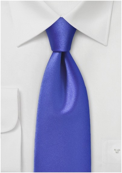 Solid Sapphire Blue Tie with Satin Finish
